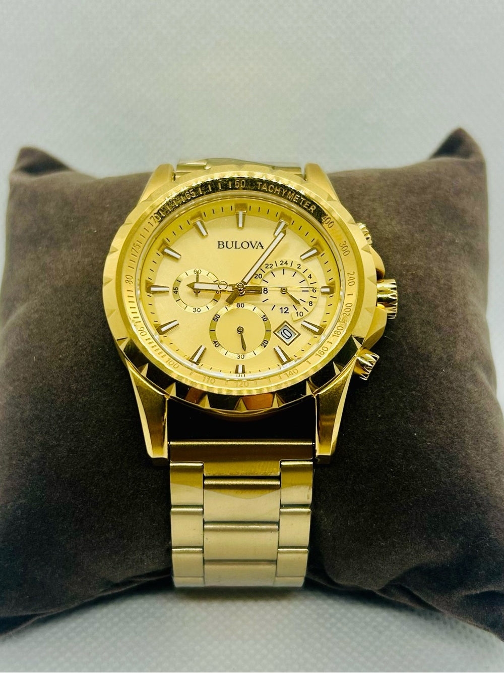 Bulova Gold Tone Chronograph Watch | New Bracelet | Luxury Sport Style